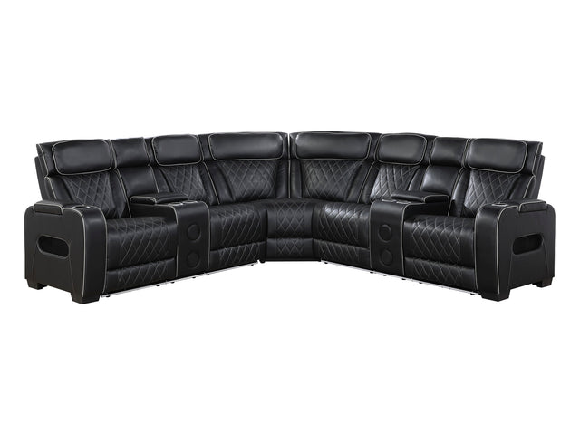 Fairway Black 3-Pc Power Reclining Sectional - Ornate Home