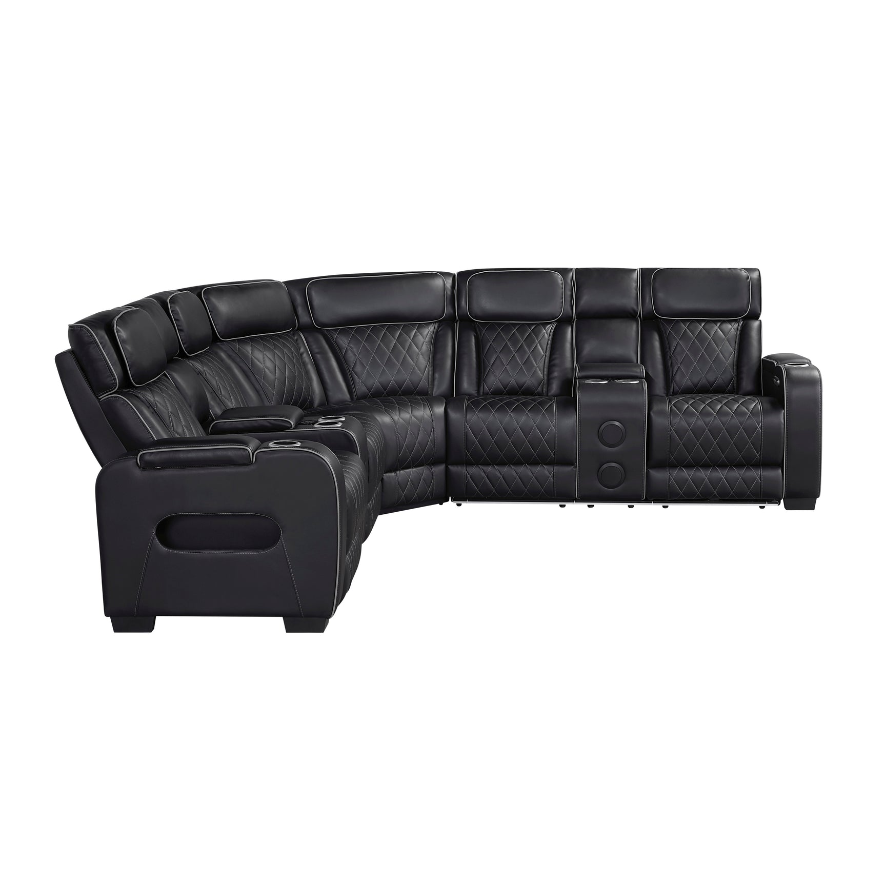 Fairway Black 3-Pc Power Reclining Sectional - Ornate Home