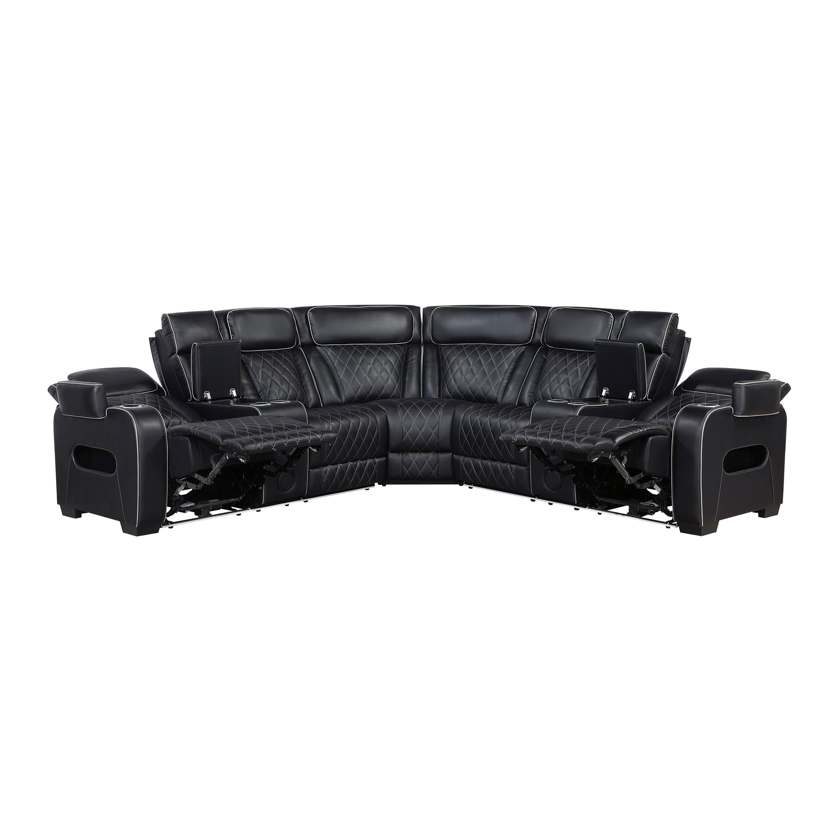 Fairway Black 3-Pc Power Reclining Sectional - Ornate Home