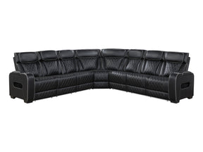 Fairway Black 3-Piece Power Reclining Sectional - Ornate Home