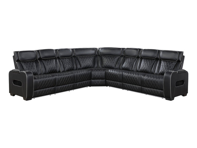 Fairway Black 3-Piece Power Reclining Sectional - Ornate Home