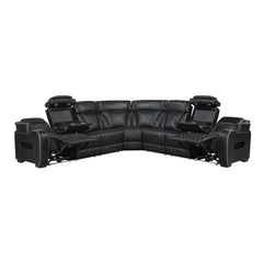 Fairway Black 3-Piece Power Reclining Sectional - Ornate Home