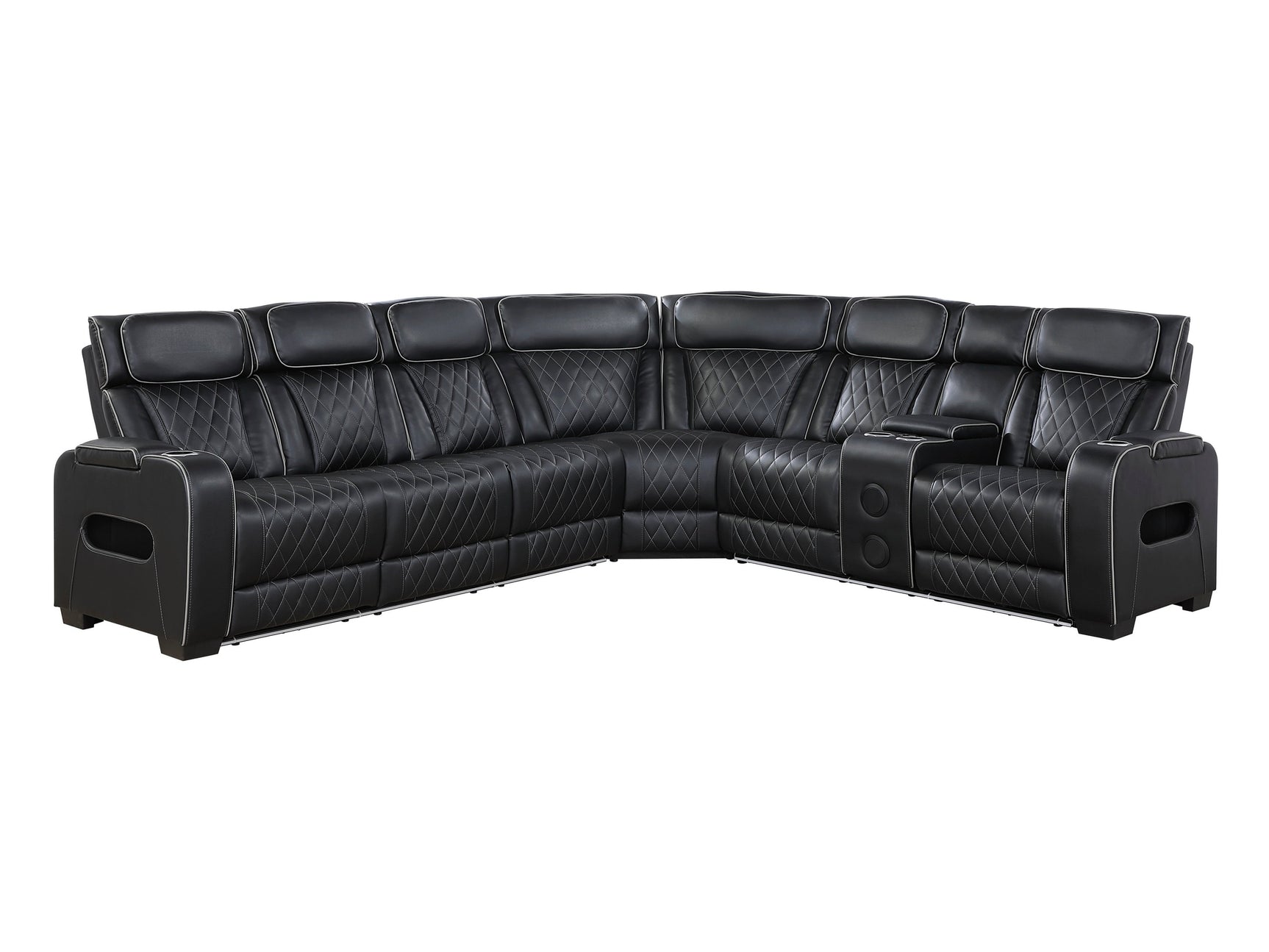 Fairway Black 3-Piece Power Reclining Sectional w/ Console - Ornate Home