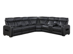 Fairway Black 3-Piece Power Reclining Sectional w/ Console - Ornate Home