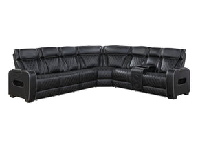 Fairway Black 3-Piece Power Reclining Sectional w/ Console - Ornate Home