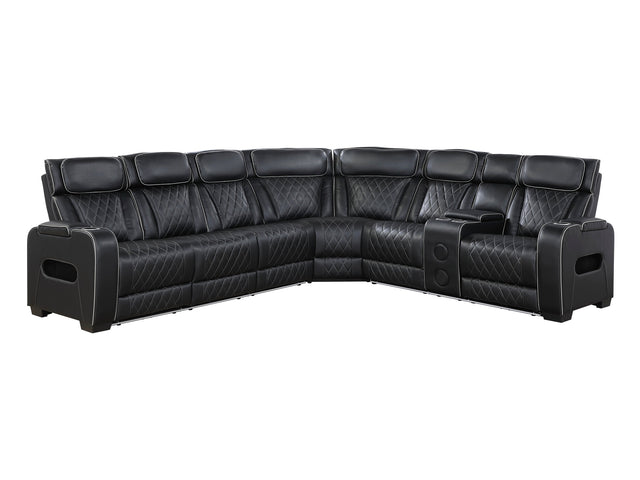 Fairway Black 3-Piece Power Reclining Sectional w/ Console - Ornate Home