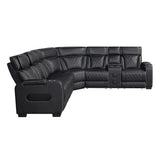 Fairway Black 3-Piece Power Reclining Sectional w/ Console - Ornate Home