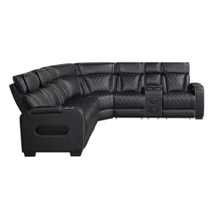 Fairway Black 3-Piece Power Reclining Sectional w/ Console - Ornate Home