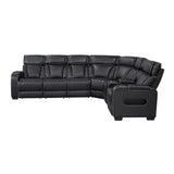 Fairway Black 3-Piece Power Reclining Sectional w/ Console - Ornate Home
