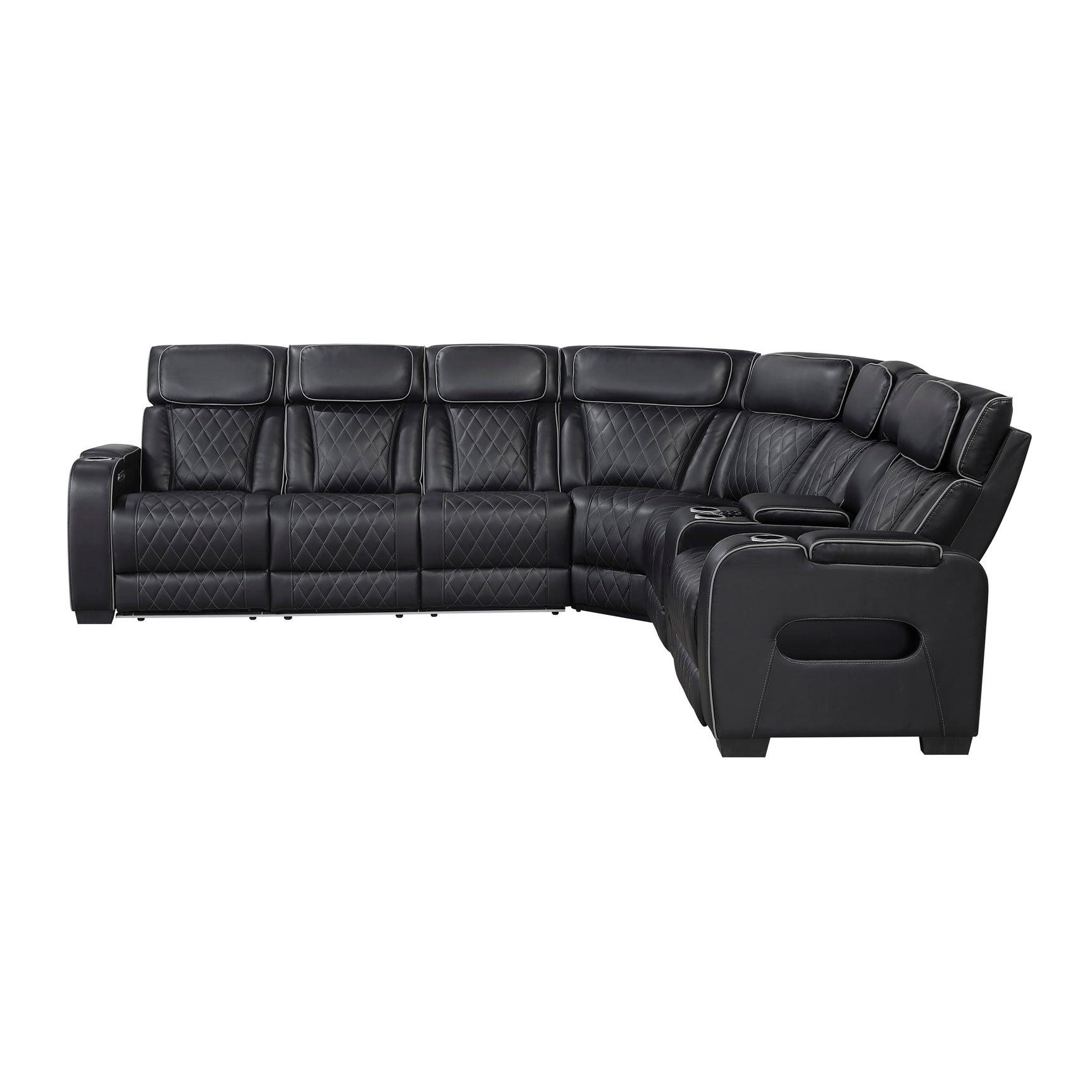 Fairway Black 3-Piece Power Reclining Sectional w/ Console - Ornate Home