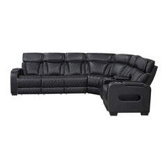 Fairway Black 3-Piece Power Reclining Sectional w/ Console - Ornate Home