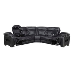 Fairway Black 3-Piece Power Reclining Sectional w/ Console - Ornate Home
