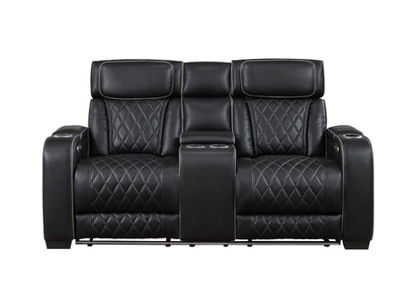 Fairway Black Power Double Reclining Loveseat - Ornate Home