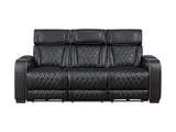 Fairway Black Power Double Reclining Sofa - Ornate Home