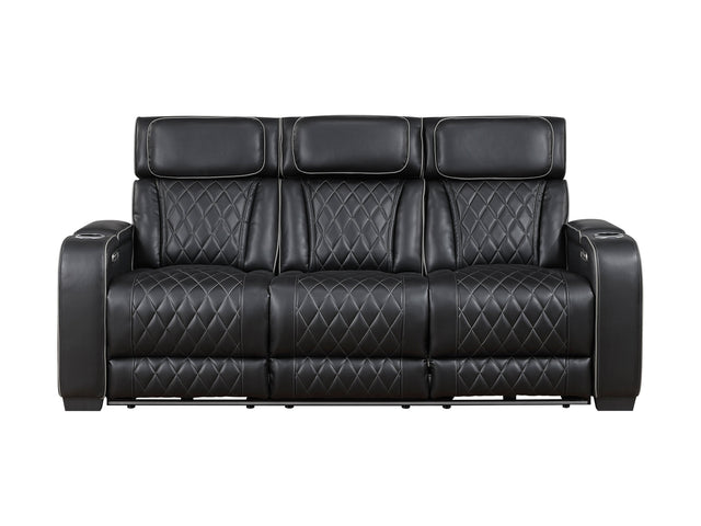 Fairway Black Power Double Reclining Sofa - Ornate Home