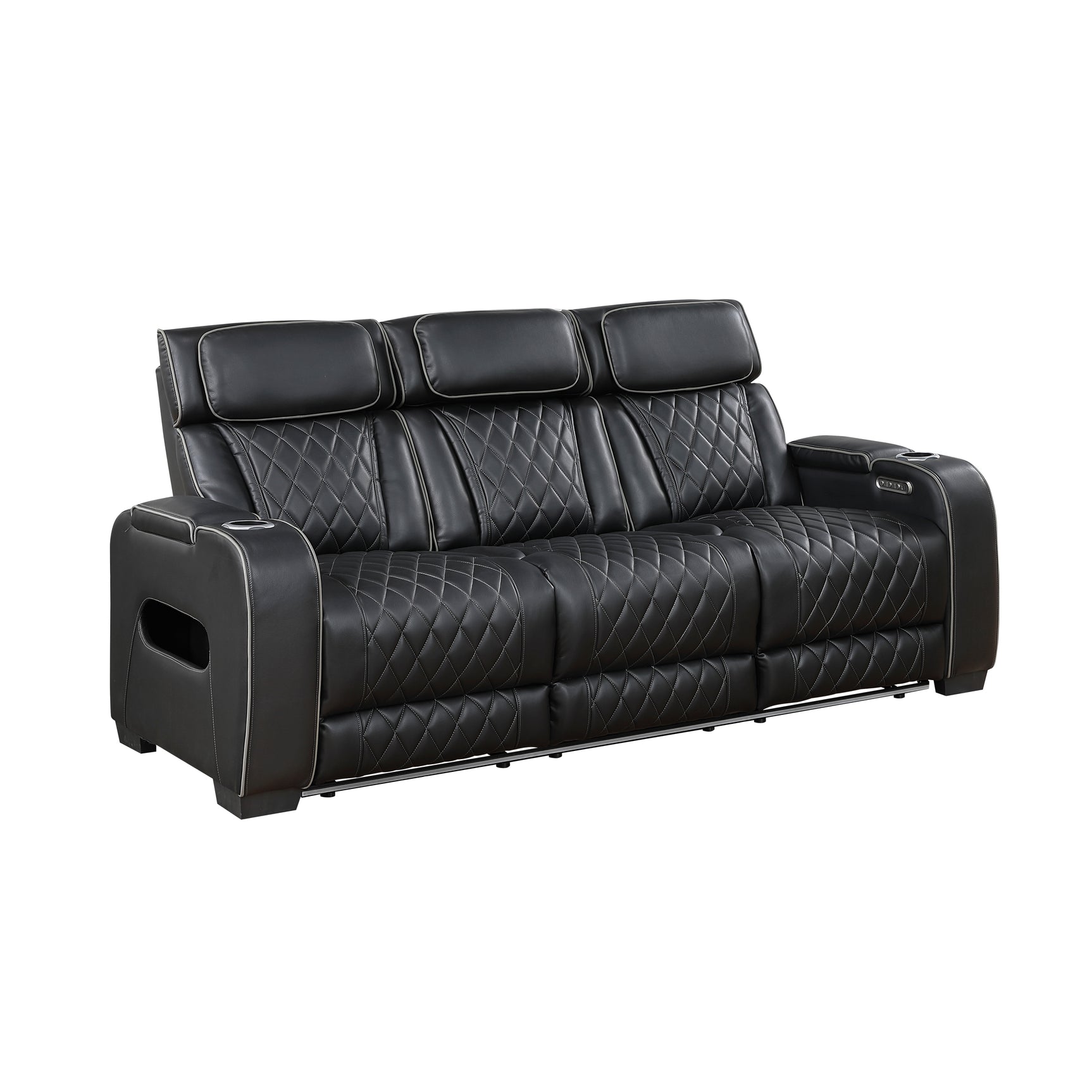 Fairway Black Power Double Reclining Sofa - Ornate Home