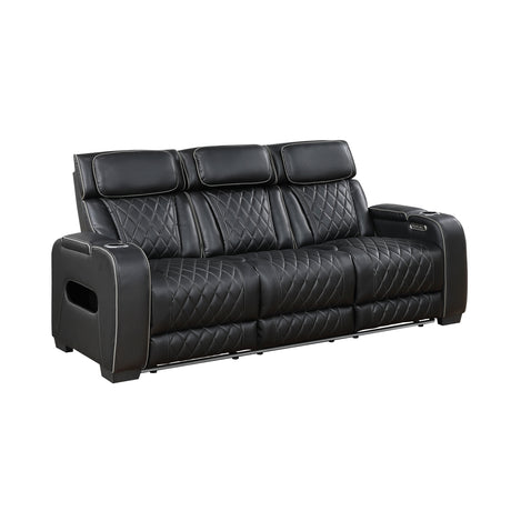 Fairway Black Power Double Reclining Sofa - Ornate Home