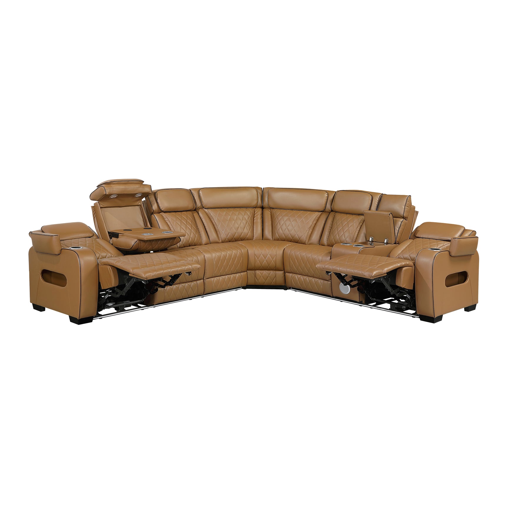 Fairway Brown 3-Piece Power Reclining Sectional w/ Console - Ornate Home