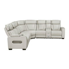 Fairway Taupe 3-Piece Power Reclining Sectional w/ Console - Ornate Home