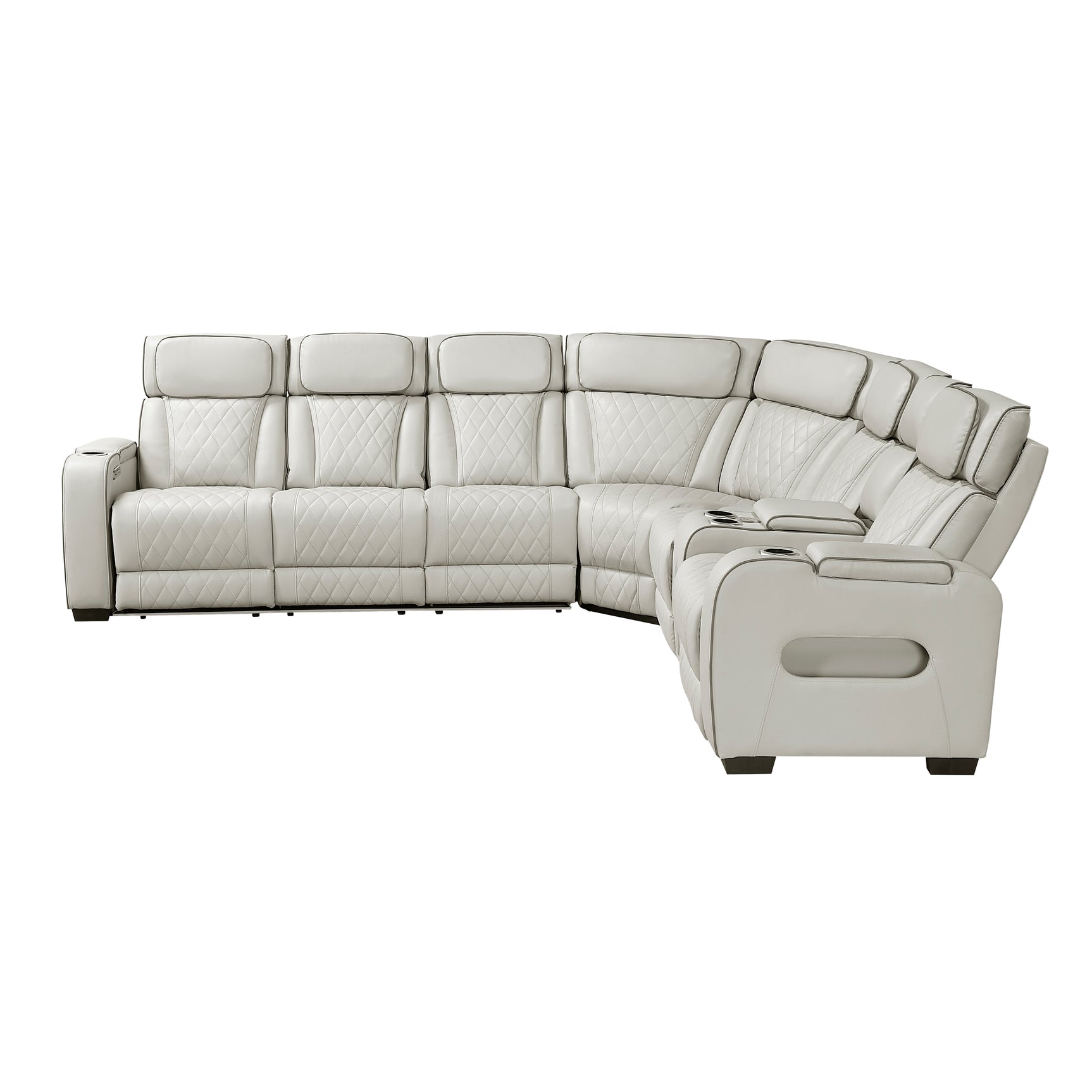 Fairway Taupe 3-Piece Power Reclining Sectional w/ Console - Ornate Home