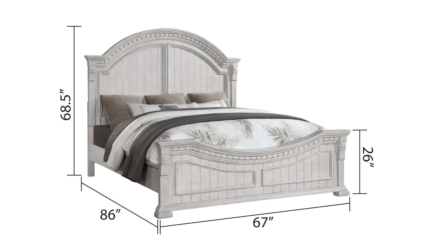 Faith Antique White Queen Bedroom Set / 5pc - Ornate Home