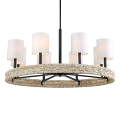 Faiyam Bronze/White 8 Light Rattan Chandelier - Ornate Home