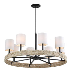 Faiyam Bronze/White 8 Light Rattan Chandelier - Ornate Home