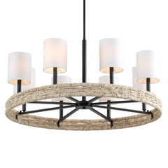 Faiyam Bronze/White 8 Light Rattan Chandelier - Ornate Home