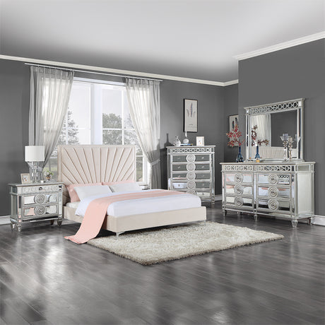 Faiz Beige Velvet Bed - Ornate Home