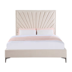 Faiz Beige Velvet Bed - Ornate Home