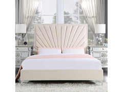 Faiz Beige Velvet Bed - Ornate Home