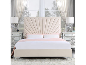 Faiz Beige Velvet Bed - Ornate Home