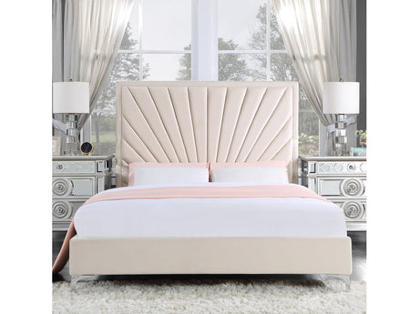 Faiz Beige Velvet Bed - Ornate Home