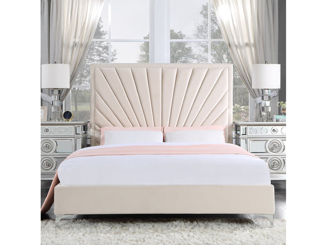 Faiz Beige Velvet Bed - Ornate Home