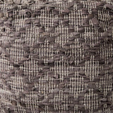 Falguni Gray Leather and Cotton Patterned Pouf - Ornate Home