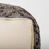Falguni Gray Leather and Cotton Patterned Pouf - Ornate Home