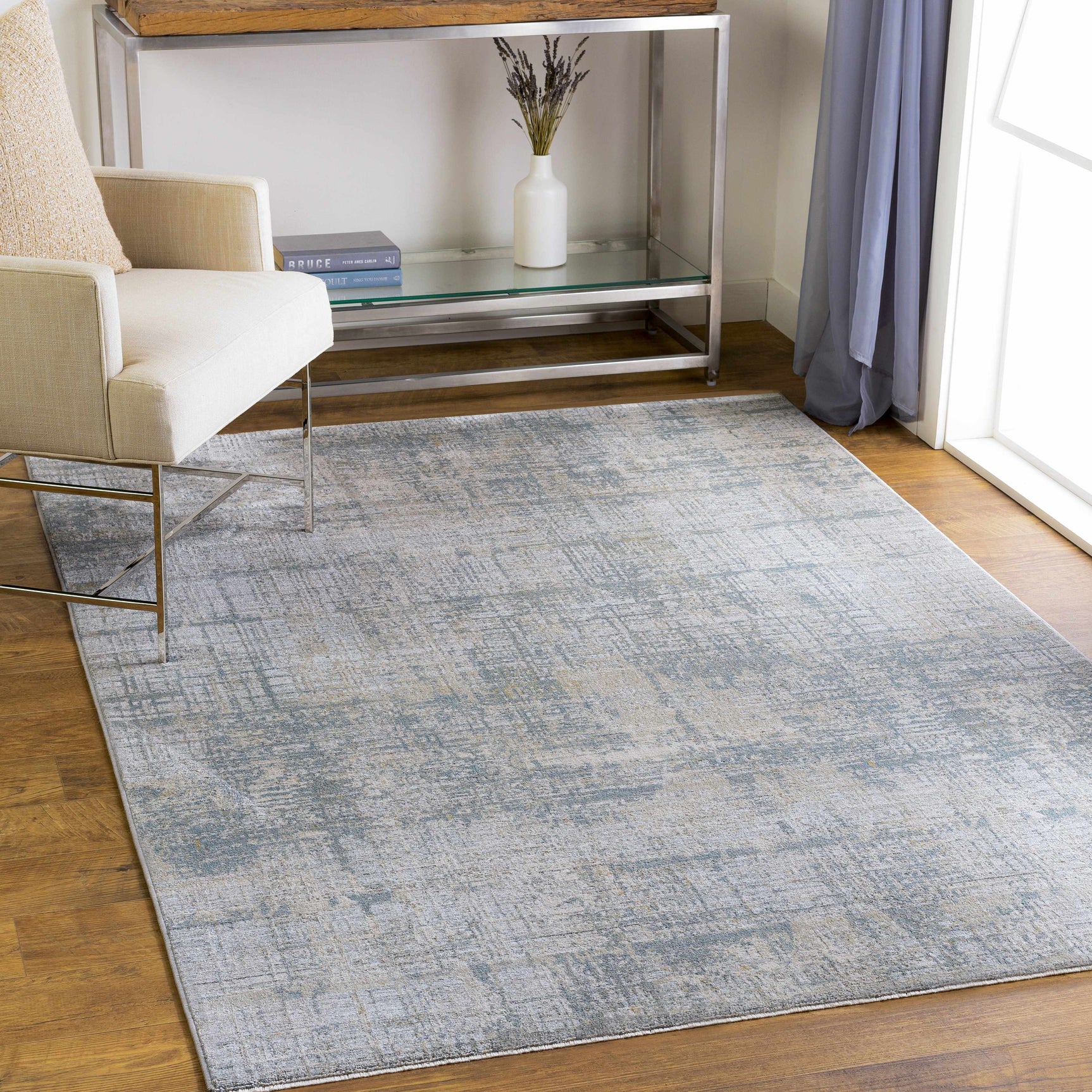 Fallin Gray Abstract Striped Luxe Rug - Ornate Home