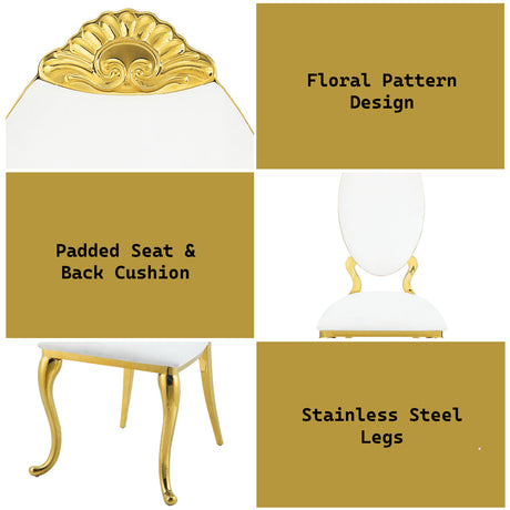 Fallon White & Mirrored Gold Finish Side Chair (Set of 2) - Ornate Home