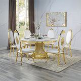 Fallon White & Mirrored Gold Finish Side Chair (Set of 2) - Ornate Home