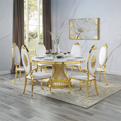 Fallon White & Mirrored Gold Finish Side Chair (Set of 2) - Ornate Home