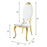 Fallon White & Mirrored Gold Finish Side Chair (Set of 2) - Ornate Home