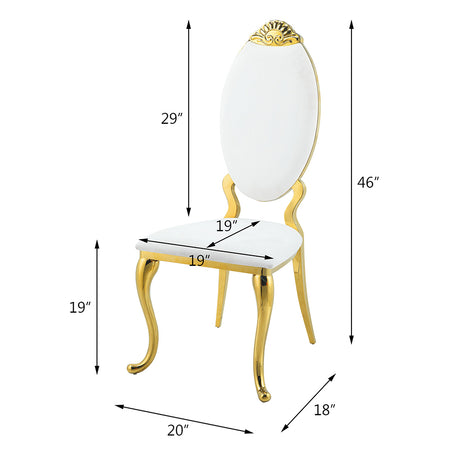 Fallon White & Mirrored Gold Finish Side Chair (Set of 2) - Ornate Home