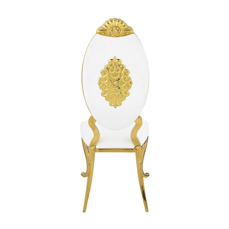 Fallon White & Mirrored Gold Finish Side Chair (Set of 2) - Ornate Home