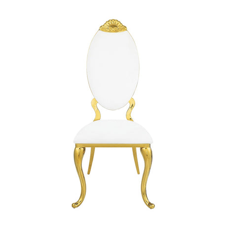 Fallon White & Mirrored Gold Finish Side Chair (Set of 2) - Ornate Home