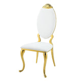 Fallon White & Mirrored Gold Finish Side Chair (Set of 2) - Ornate Home