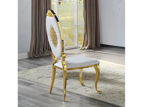 Fallon White & Mirrored Gold Finish Side Chair (Set of 2) - Ornate Home