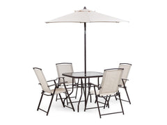 Fallone Beige 6 Pc. Outdoor Dining Set - Ornate Home