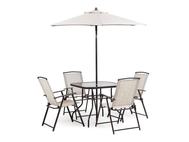 Fallone Beige 6 Pc. Outdoor Dining Set - Ornate Home