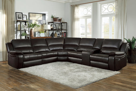 Falun Brown 6-Piece Modular Power Reclining Sectional - Ornate Home