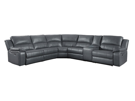Falun Gray 6-Piece Modular Power Reclining Sectional - Ornate Home
